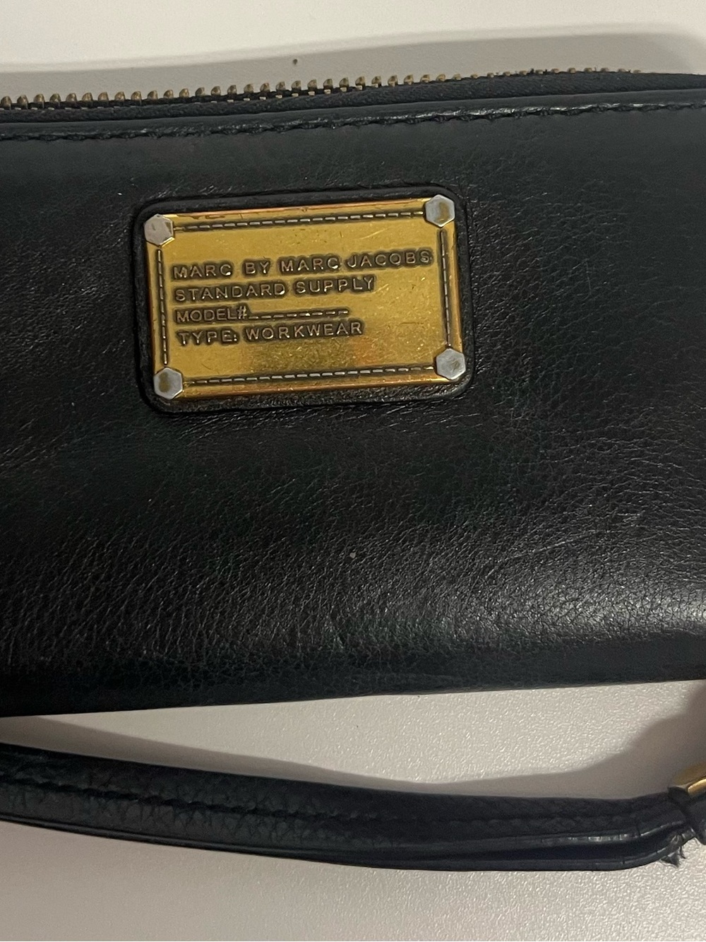 Marc by Marc Jacobs Black Leather Wristlet with Gold Plate Accent